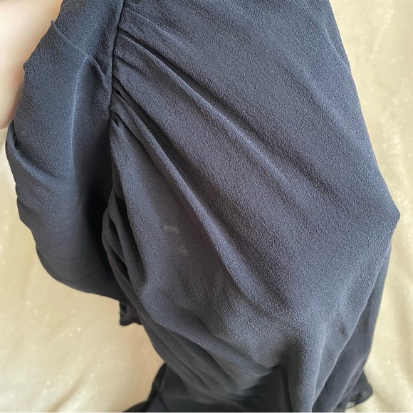 AX Armani Exchange 100% Silk Black Ruffle Babydoll Camisole Mini Dress ✨ - Picture 8 of 12